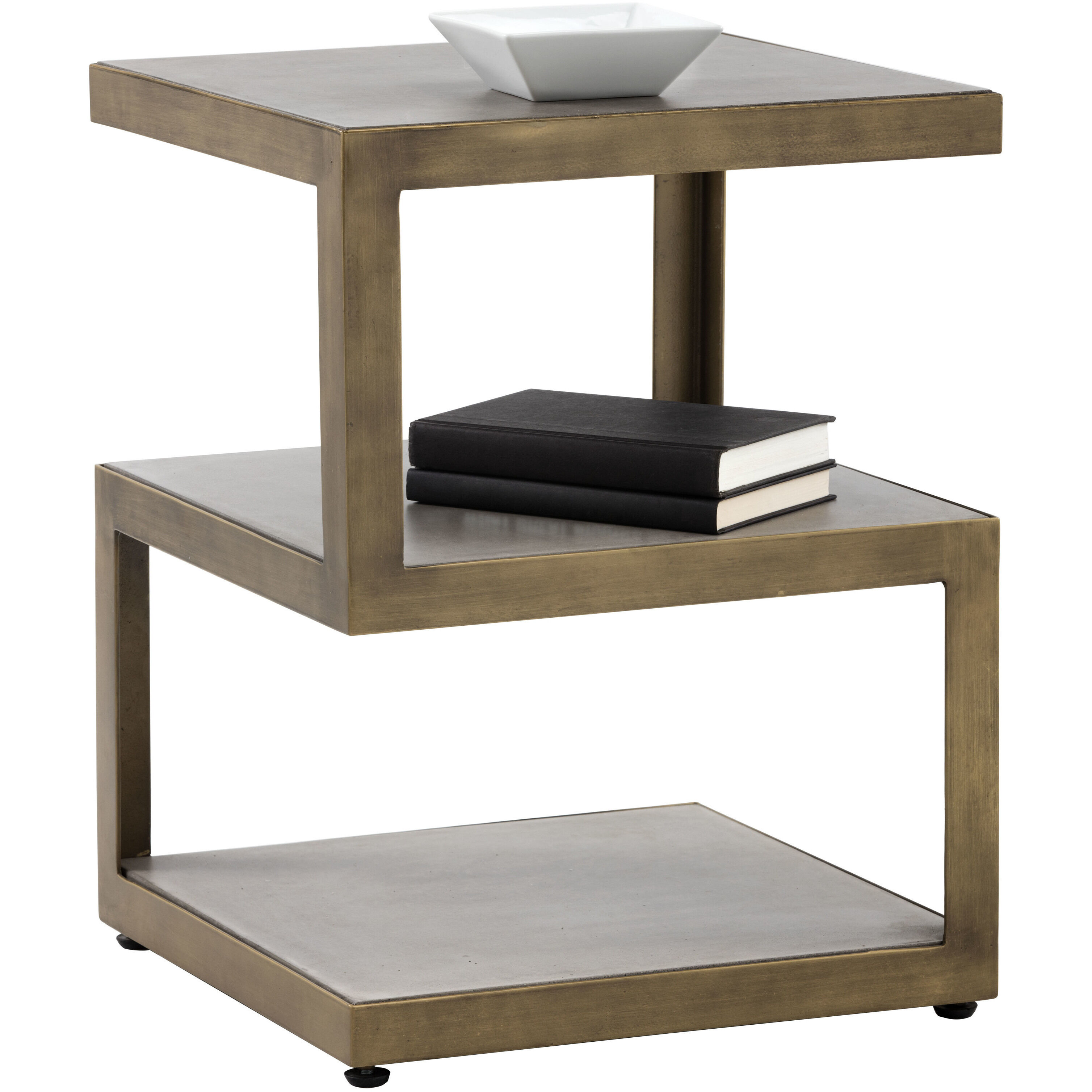 Rubix 23.5 X 18 inch Grey / Antique Brass End Table